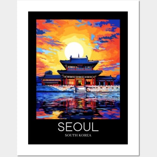 A Pop Art Travel Print of the Gyeongbokgung Palace in Seoul - South Korea Posters and Art